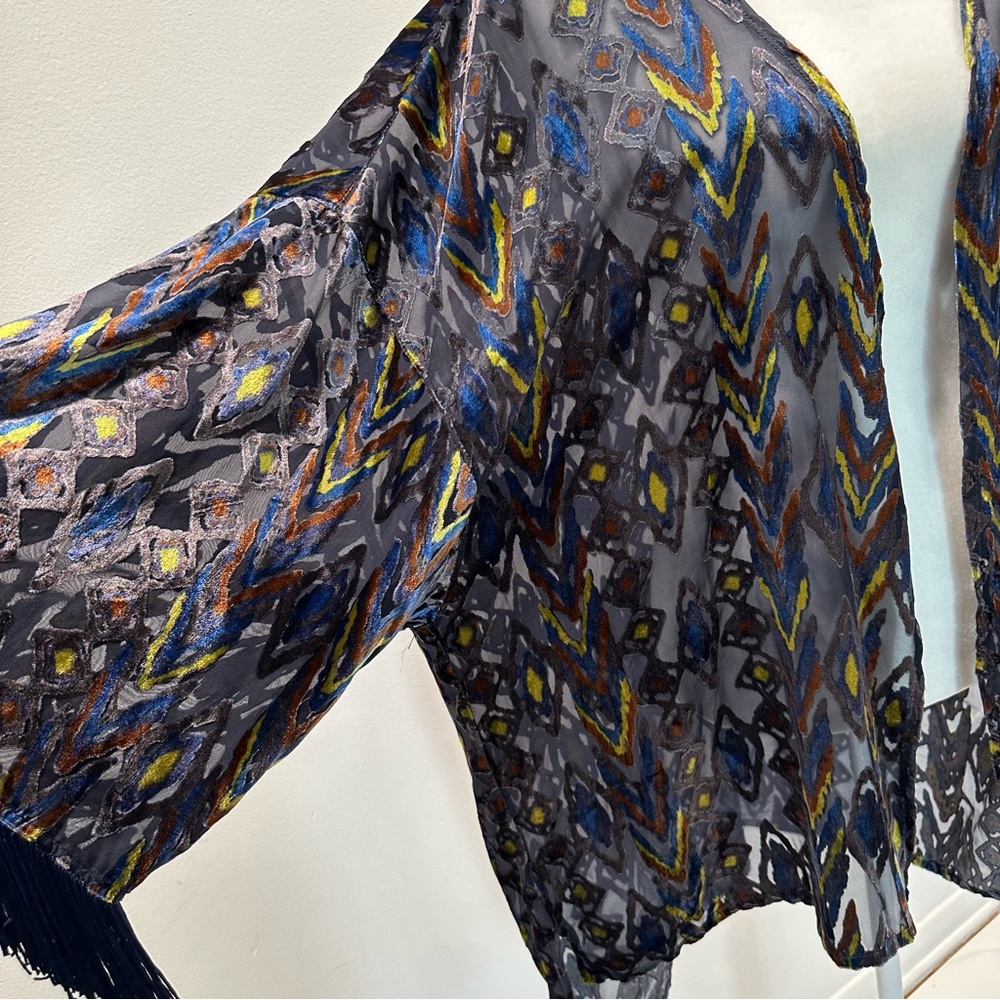 Multiples Multicolor Chevron Poncho - Picture 3 of 8